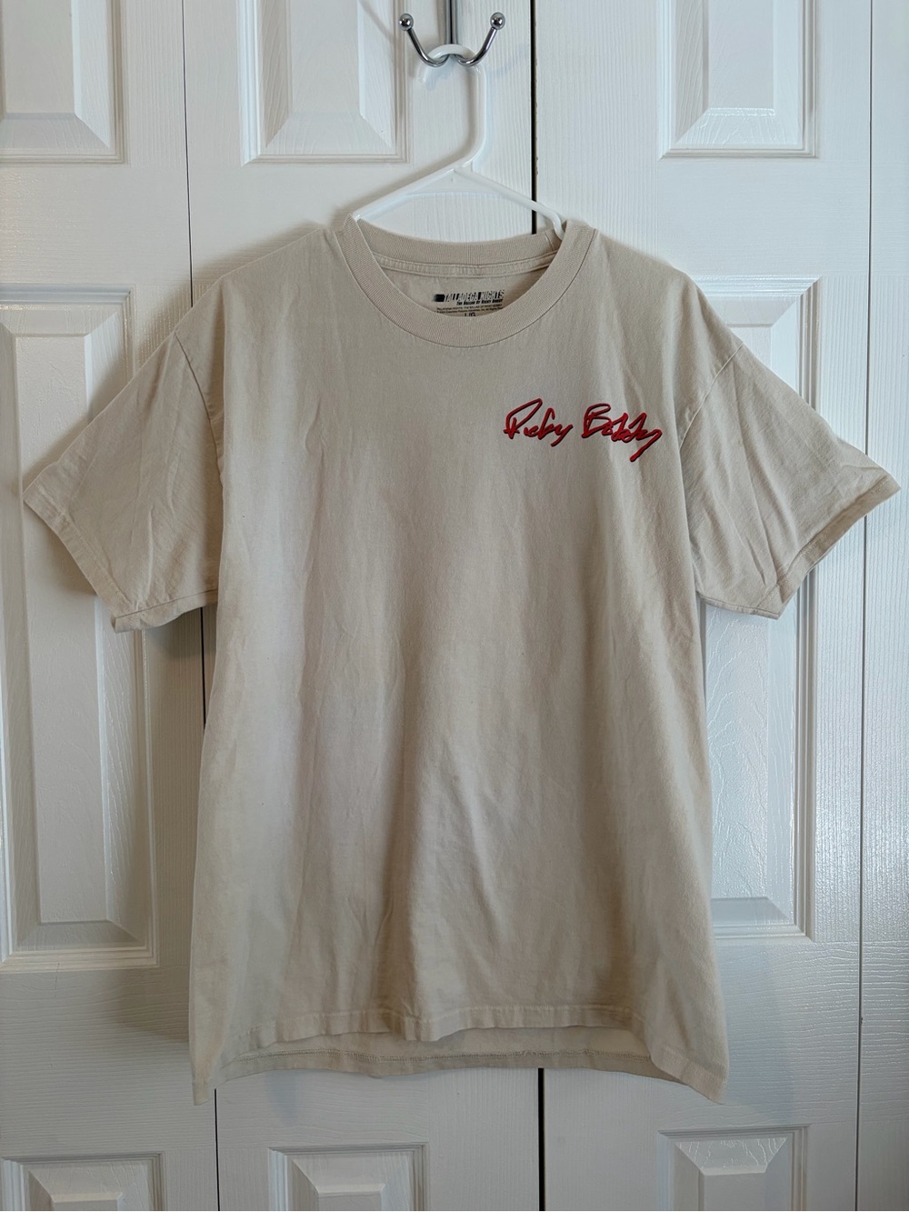 Ricky Bobby Script Logo Short Sleeve Tee in Beige